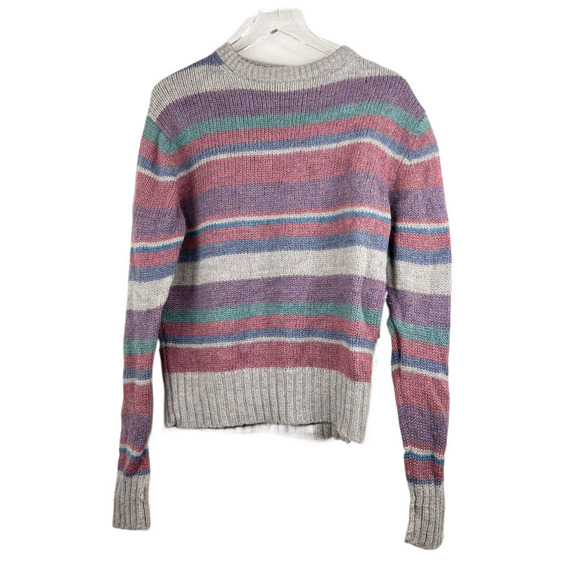 Vintage Boston Traders 100% Wool Pastel Stripe Sweater Women's Size L - Picture 1 of 5